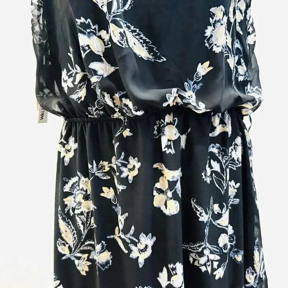 NWT WALLFLOWER Women Sleeveless Pullover High Neck Lined Floral Maxi Dress Large - Picture 3 of 13